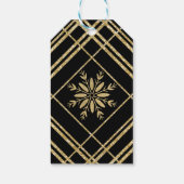 Black & Gold Glitter Glam Sneeuwvlok Vakantie Cadeaulabel (Achterkant)