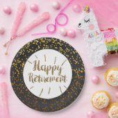 Black Gold Glitter Happy Retirement Papieren Bordje (Feest)