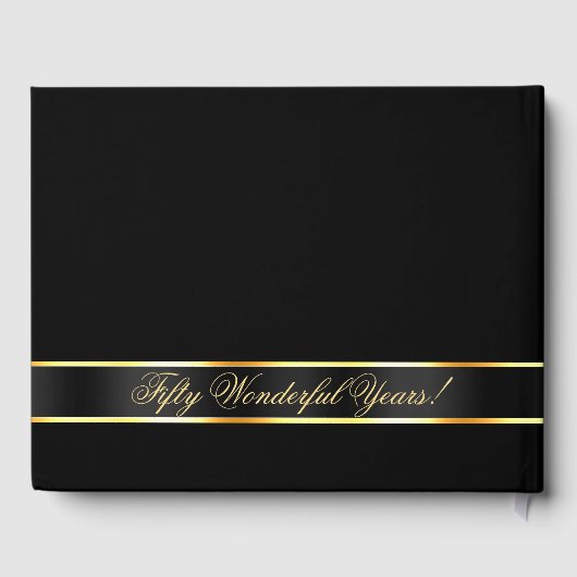 Black Gold Glitter Heart Foto 50e Jubileum Gastenboek (Achterkant)