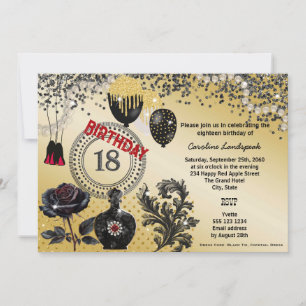 Black Gold Glitter & High Heels 18e verjaardag Kaart
