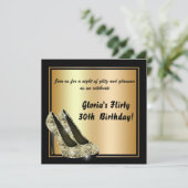 Black Gold Glitter High Hiel Birthday Invitations Kaart (Staand voorkant)