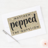 Black Gold Glitter Hij heeft de vraag beantwoord Rechthoekige Sticker (Envelop)