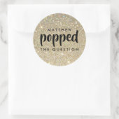 Black Gold Glitter Hij heeft de vraag beantwoord Ronde Sticker (Tas)