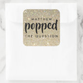 Black Gold Glitter Hij heeft de vraag beantwoord Vierkante Sticker (Tas)