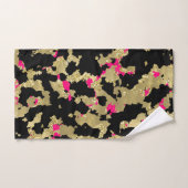 Black Gold Glitter Hot Pink Abstract Peeling Glam Bad Handdoek (Handdoek)