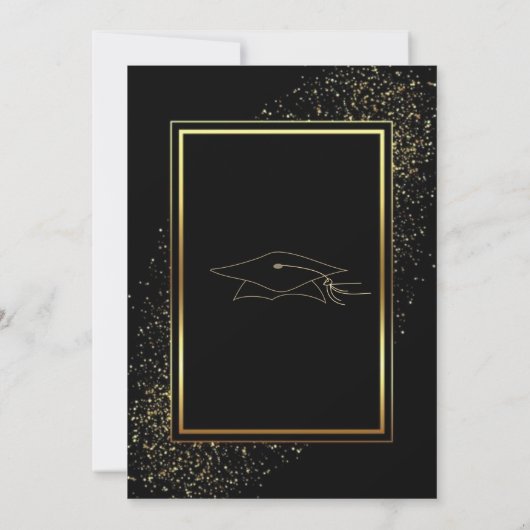 Black Gold Glitter ingelijst Afstuderen Invitation (Achterkant)