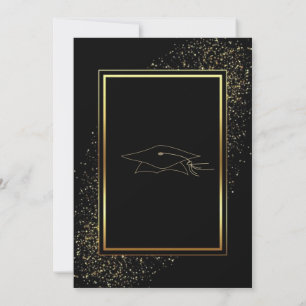 Black Gold Glitter ingelijst Afstuderen Invitation