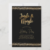 Black Gold Glitter Jingle en Mingle Holiday Party Kaart (Voorkant)