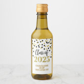 Black Gold Glitter Klasse van 2025 Afstuderen Wijn Etiket (Voorkant)