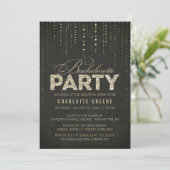 Black & Gold Glitter-look Bachelorette Party Kaart (Staand voorkant)