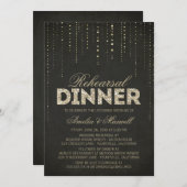 Black & Gold Glitter-look Rehearsal Dinner Invite Kaart (Voorkant / Achterkant)