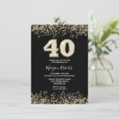 Black Gold Glitter Mannen vrouwen 40e verjaardag Kaart (Staand voorkant)