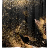 Black Gold Glitter Marble  Elegant Luxe Douchegordijn (Voorkant)