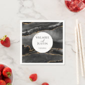 Black Gold Glitter Marble Wedding Napkins Servet (Insitu)
