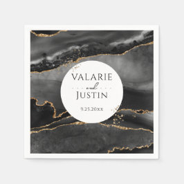 Black Gold Glitter Marble Wedding Napkins Servet