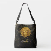 Black Gold Glitter Medusa Script Haute Couture Crossbody Tas (Achterkant)