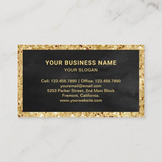 Black Gold Glitter Mint Green Marble Cake Bakkerij Visitekaartje (Achterkant)