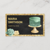 Black Gold Glitter Mint Green Marble Cake Bakkerij Visitekaartje (Voorkant)