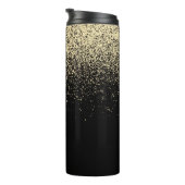 Black Gold Glitter Monogram Girly Thermosbeker (Geroteerd rechts)