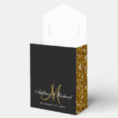 Black Gold Glitter Monogram Weddenschap Vor Box Bedankdoosjes (Geopend)
