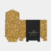 Black Gold Glitter Monogram Weddenschap Vor Box Bedankdoosjes (Uitgevouwen)