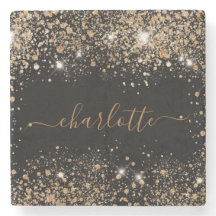 Black gold glitter name script