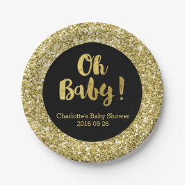 Black Gold Glitter Oh Baby Bord