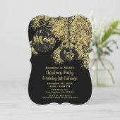 Black Gold Glitter Ornamenten Holiday Glam Party Kaart (Staand voorkant)