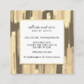 Black Gold Glitter Paint Brushstrokes Makeup Vierkante Visitekaartje (Achterkant)