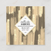 Black Gold Glitter Paint Brushstrokes Makeup Vierkante Visitekaartje (Voorkant)