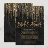 Black Gold Glitter Pearl Marble Vrijgezellenfeest  Kaart (Voorkant / Achterkant)