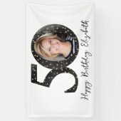 Black Gold Glitter Photo 50th Birthday Party Spandoek (Verticaal)