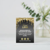 Black Gold Glitter Price Ingredients Product Range Visitekaartje (Staand voorkant)