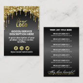 Black Gold Glitter Price Ingredients Product Range Visitekaartje (Voorkant / Achterkant)