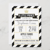 Black Gold Glitter Prince Baby shower Invite Kaart (Voorkant)