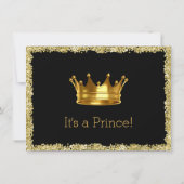 Black Gold Glitter Prince Boy Baby shower Kaart (Achterkant)