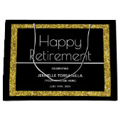 Black Gold Glitter Retirement Party Groot Cadeauzakje (Voorkant)