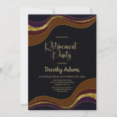 Black Gold Glitter Retirement Party Kaart (Voorkant)