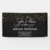 Black & Gold Glitter Salon Grand Opening Banner (Horizontaal)