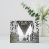 Black & Gold Glitter Save the Date Typografie Aankondigingskaart (Staand voorkant)