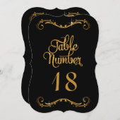Black Gold Glitter Script Typography Table Numbers Kaart (Voorkant / Achterkant)