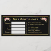 Black Gold Glitter Sparking Gift Certificate Kaart (Achterkant)