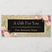 Black Gold Glitter Sparking Gift Certificate Kaart (Voorkant)
