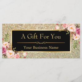 Black Gold Glitter Sparking Gift Certificate Kaart