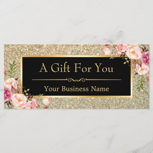 Black Gold Glitter Sparking Gift Certificate Kaart (Voorkant)