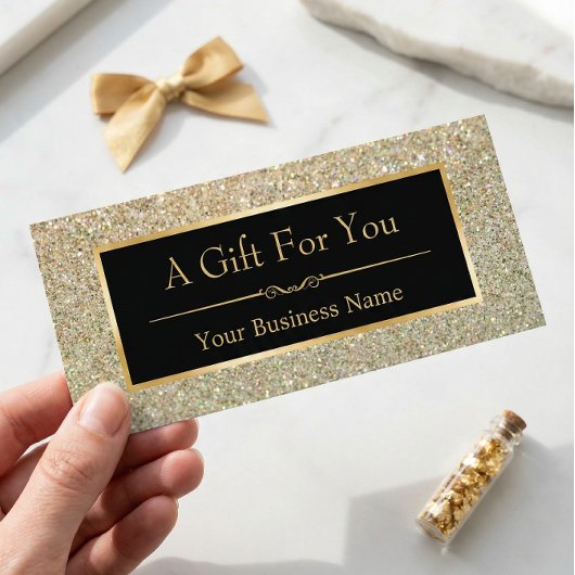 Black Gold Glitter Sparking Gift Certificate Kaart