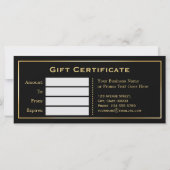 Black Gold Glitter Sparking Gift Certificate Kaart (Achterkant)