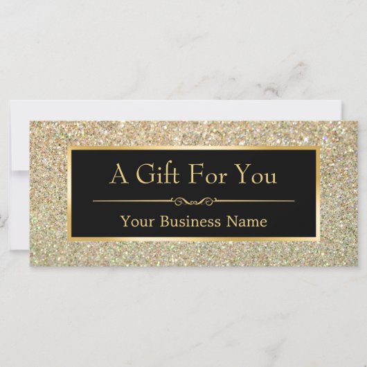 Black Gold Glitter Sparking Gift Certificate Kaart (Voorkant)