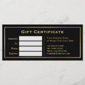 Black Gold Glitter Sparking Gift Certificate Kaart (Achterkant)