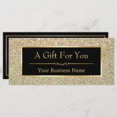 Black Gold Glitter Sparking Gift Certificate Kaart (Voorkant / Achterkant)